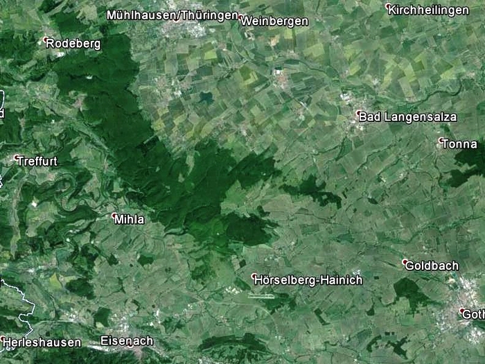 Satellitenaufnahme von der Hainich-Region ...